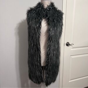 Long Faux Fur Vest with Full Neck Line Size Small Sweater Back